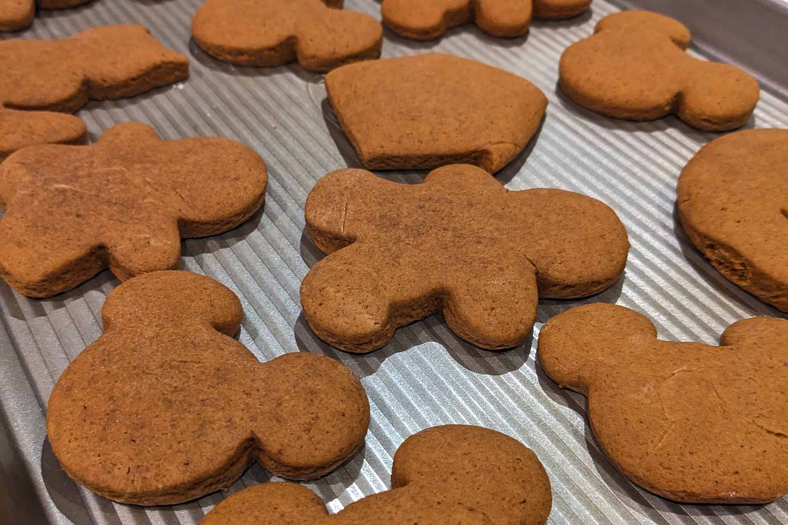 Gingerbread cookies on a baking sheet