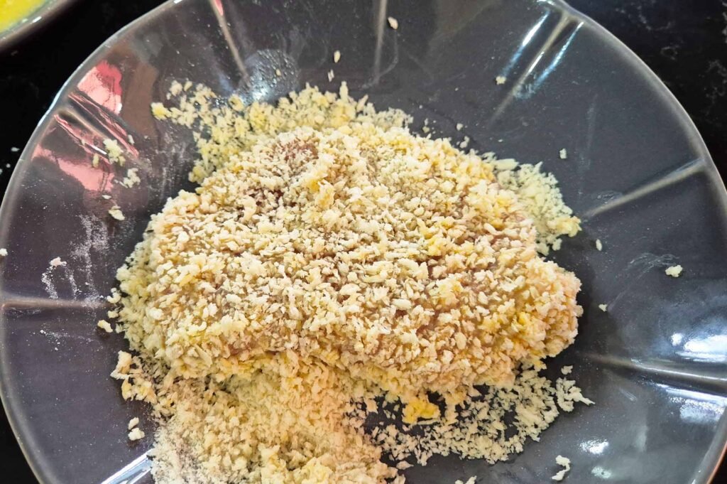 Pork cutlet coated panko breadcrumbs